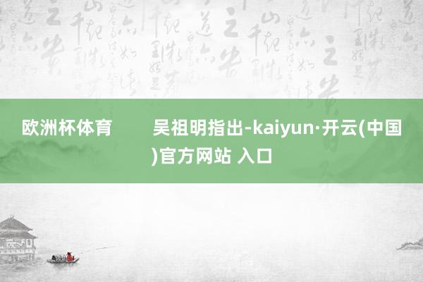 歐洲杯體育        吳祖明指出-kaiyun·開云(中國)官方網站 入口