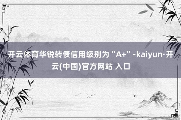 開云體育華銳轉債信用級別為“A+”-kaiyun·開云(中國)官方網站 入口