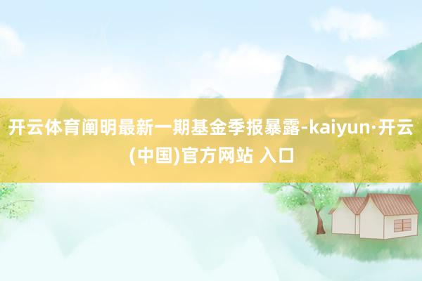 開云體育闡明最新一期基金季報暴露-kaiyun·開云(中國)官方網站 入口
