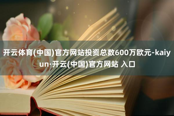 開云體育(中國)官方網站投資總數600萬歐元-kaiyun·開云(中國)官方網站 入口