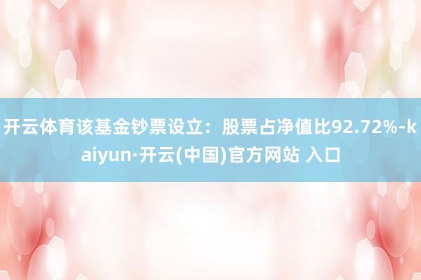開云體育該基金鈔票設立：股票占凈值比92.72%-kaiyun·開云(中國)官方網站 入口