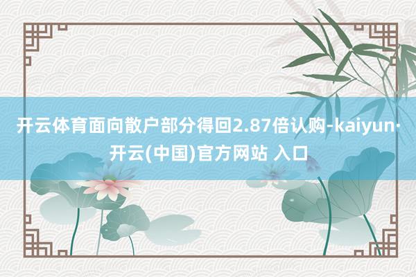 開云體育面向散戶部分得回2.87倍認購-kaiyun·開云(中國)官方網站 入口